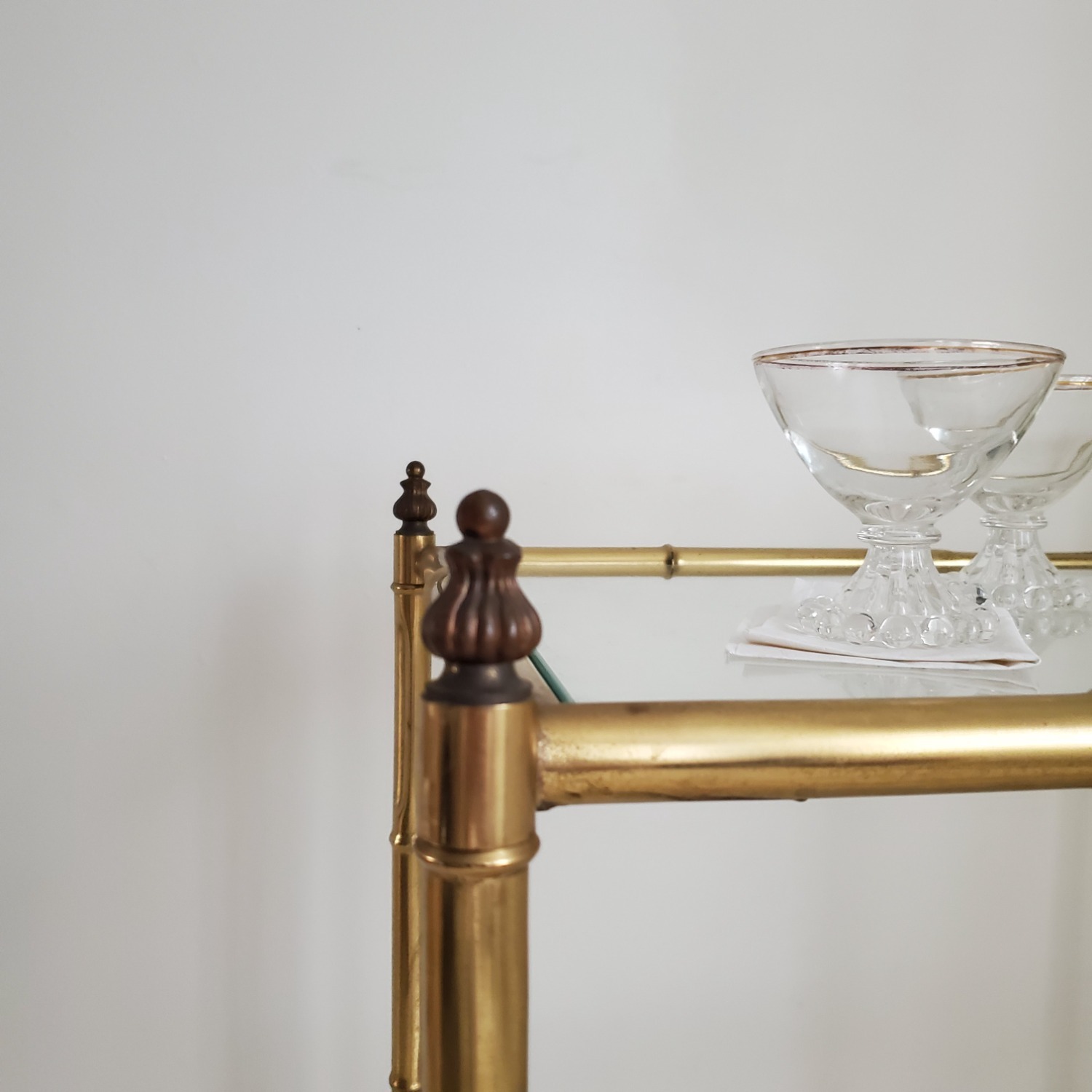 Mid Century Brass Bamboo Bar Cart - image-5