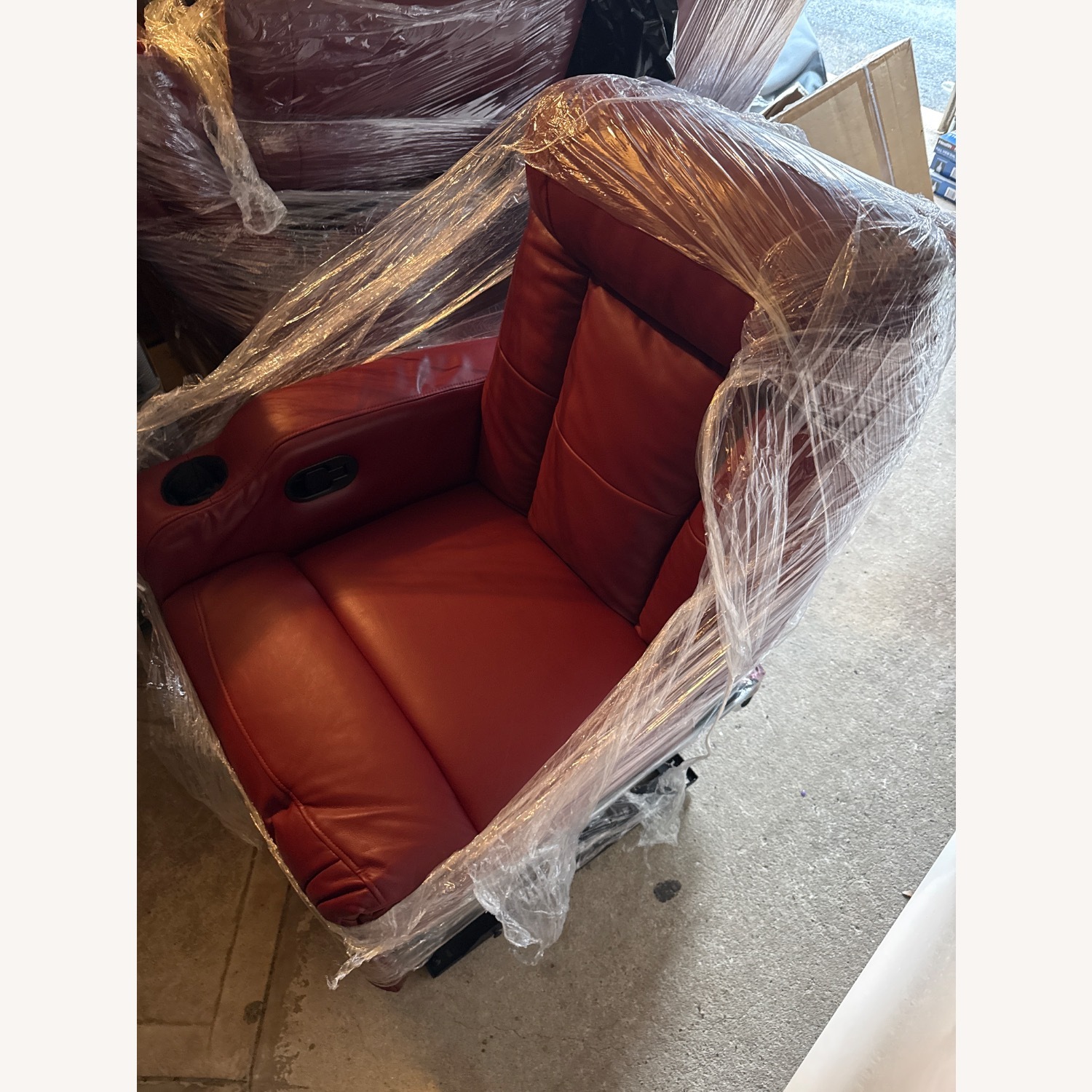 Red Leather Movie Room Recliner - image-2