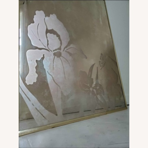 Used Brass Frame Smokey Glass Frosted Wall Mirror for sale on AptDeco