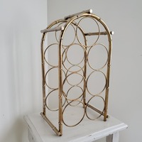Mid Century Brass Bamboo Wine Bottle Rack