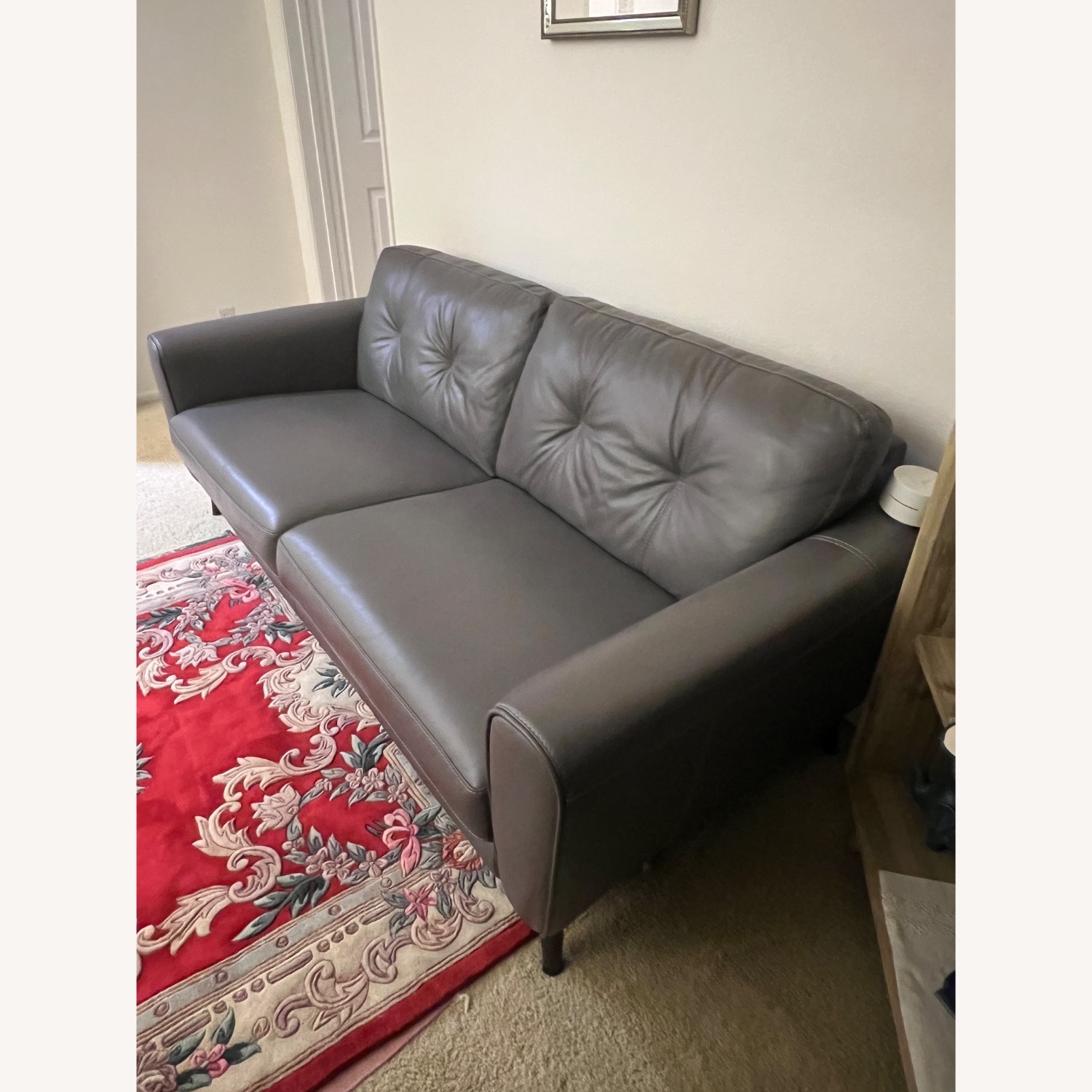 Dark Gray Leather 3+ Seater Sofa - image-2