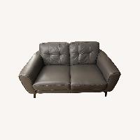 Benita Dark Gray Leather Loveseat