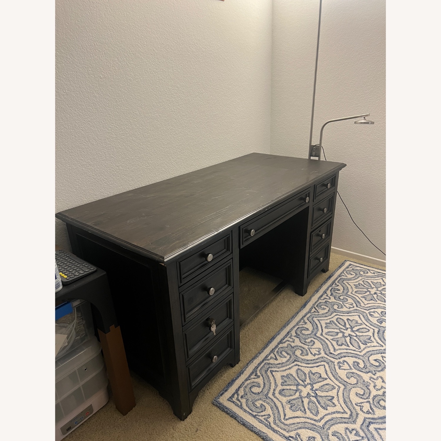 Dark Brown Wood Desk - image-1