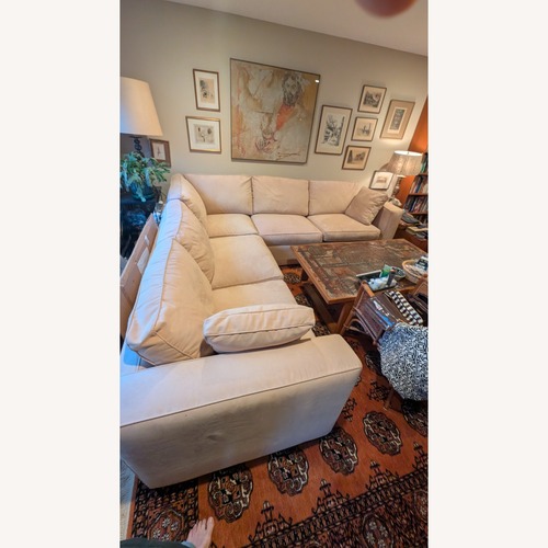 Used Macy's Modern Concept Tan/Gold 3+ Piece Sectional for sale on AptDeco