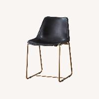 CB2 Roadhouse Black Leather Dining Chairs, 2