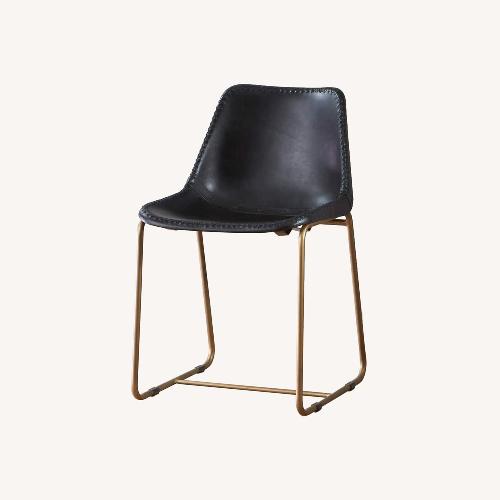 Used CB2 Roadhouse Black Leather Dining Chairs, 2 for sale on AptDeco