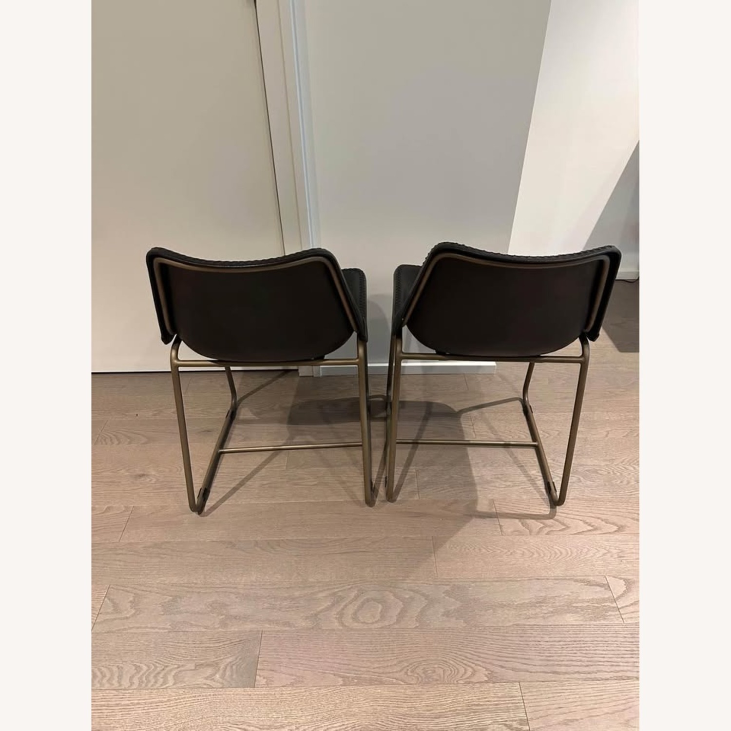 CB2 Roadhouse Black Leather Dining Chairs, 2 - image-3