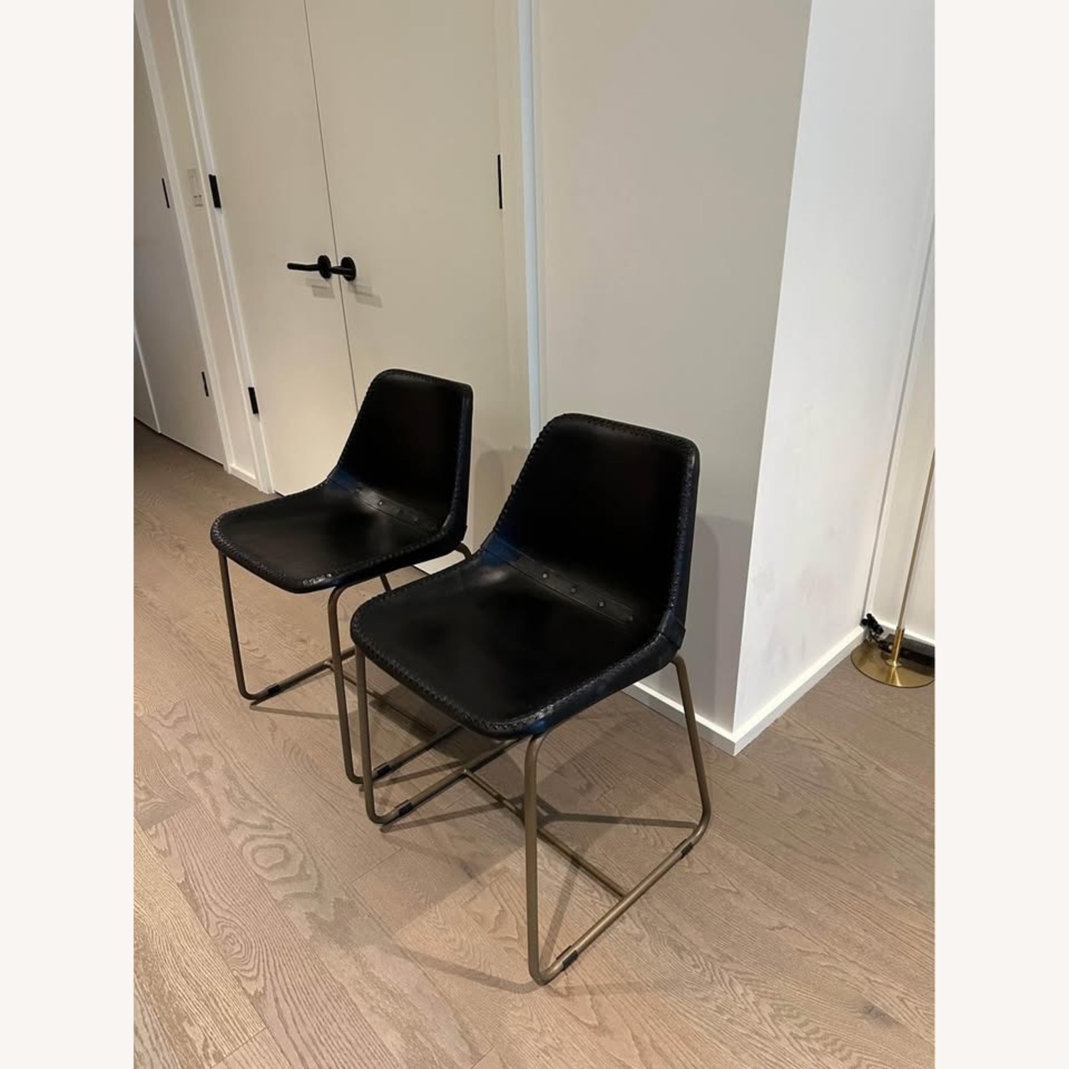 CB2 Roadhouse Black Leather Dining Chairs, 2 - image-2