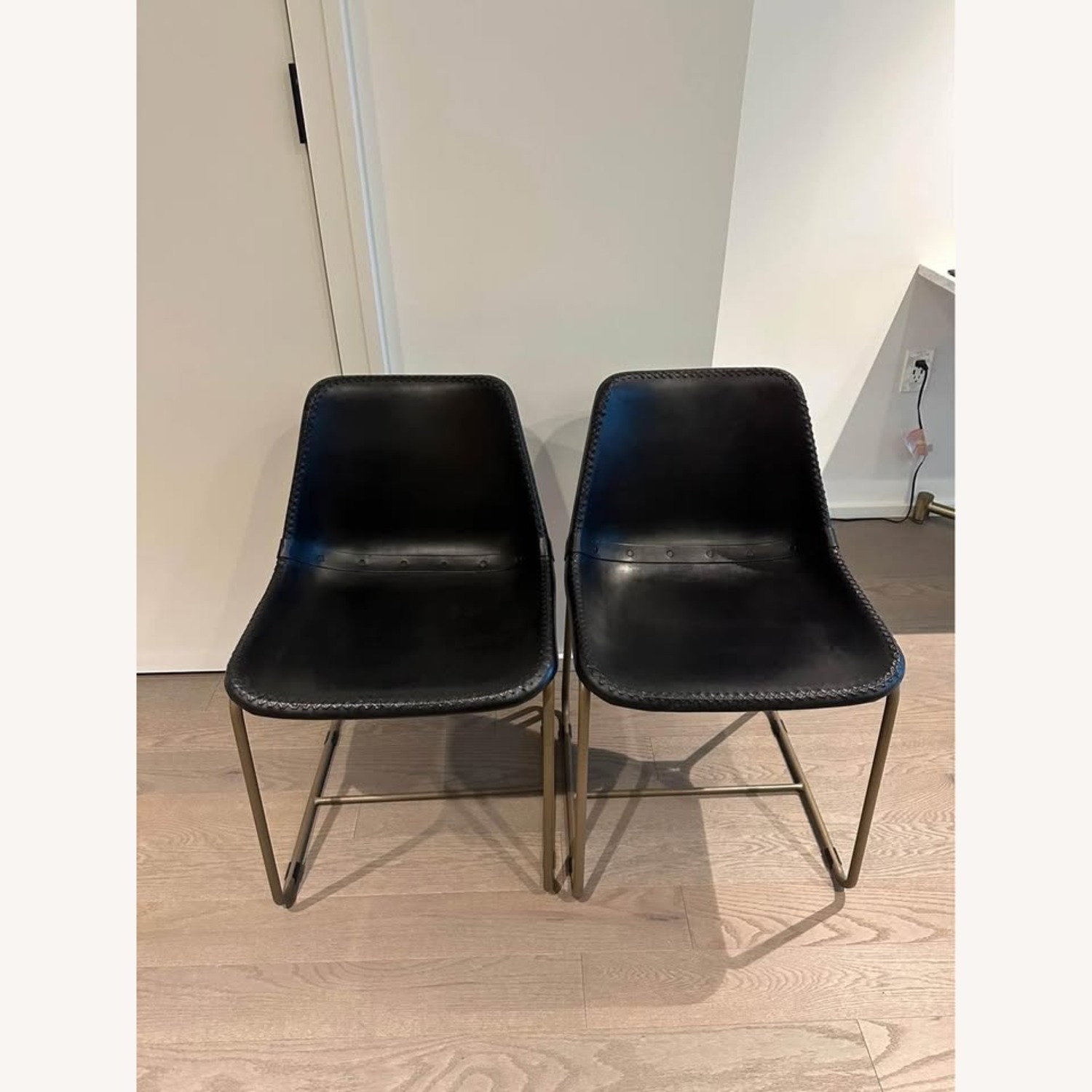 CB2 Roadhouse Black Leather Dining Chairs, 2 - image-4