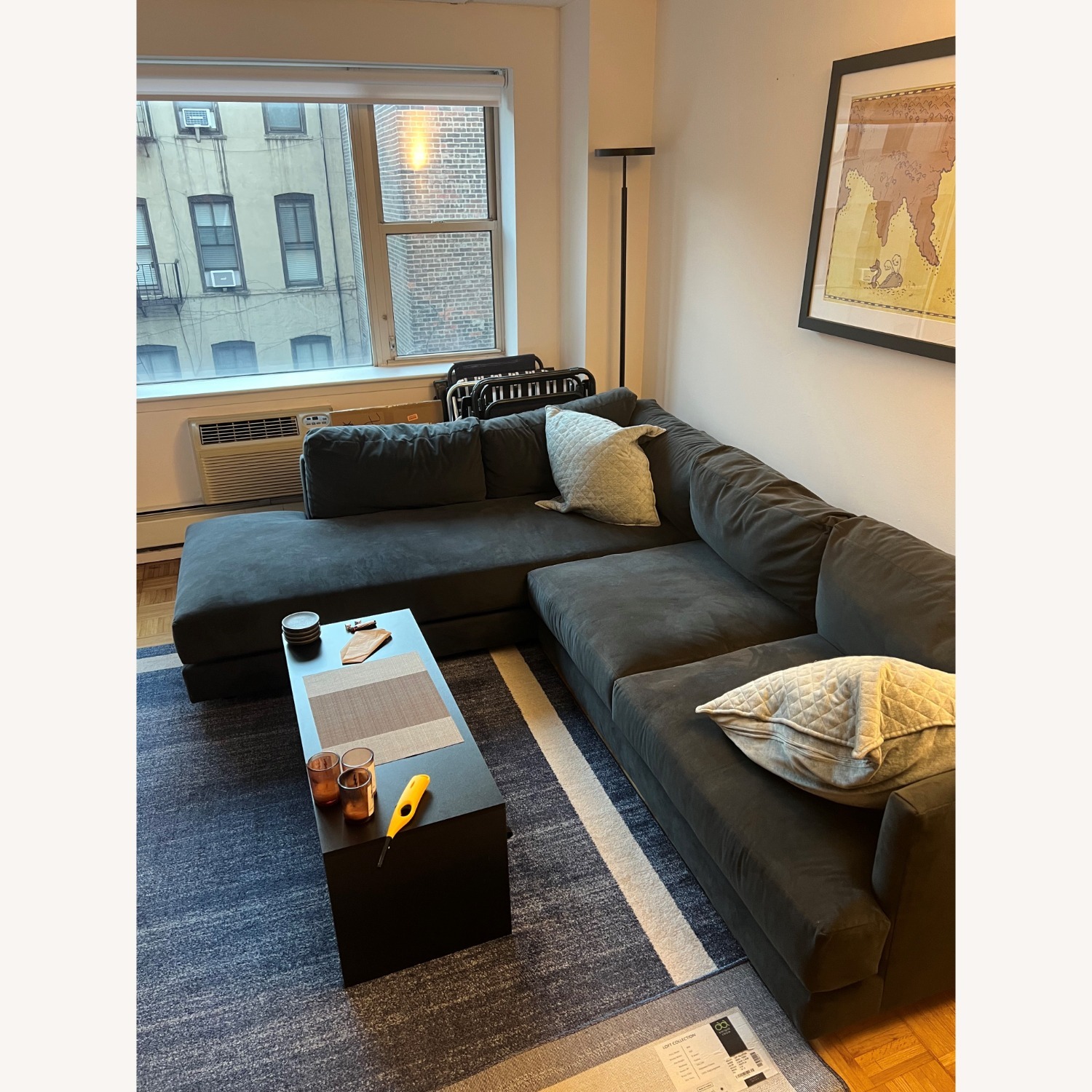 West Elm Dark Gray 2-piece Sectional Couch - image-1