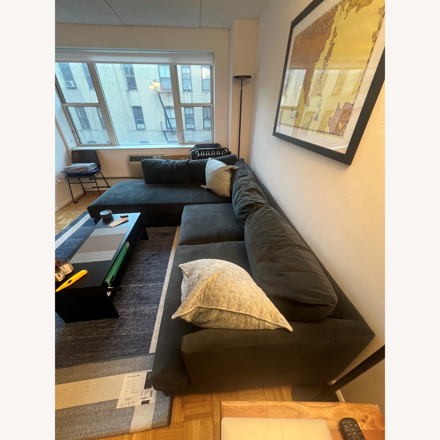 West Elm Dark Gray 2-piece Sectional Couch - image-2