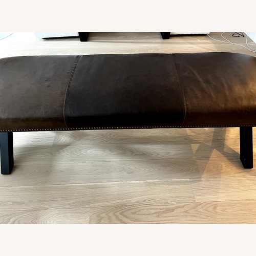 Used Arhaus Xavier Dark Brown Leather Bench  for sale on AptDeco
