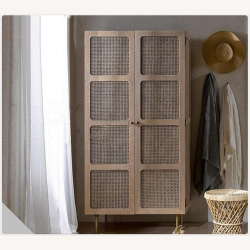Used Light Brown Wood Armoire for sale on AptDeco