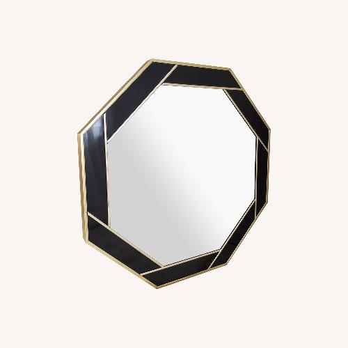 Used 1989 Windsor Art Deco Black & Brass Octagon Mirror for sale on AptDeco