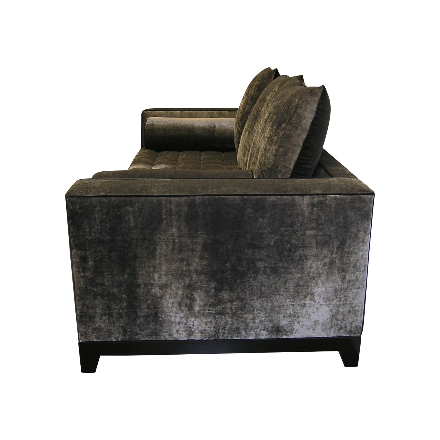 Luxury Grey Velvet Sofa Custom Artistic Frame - image-2