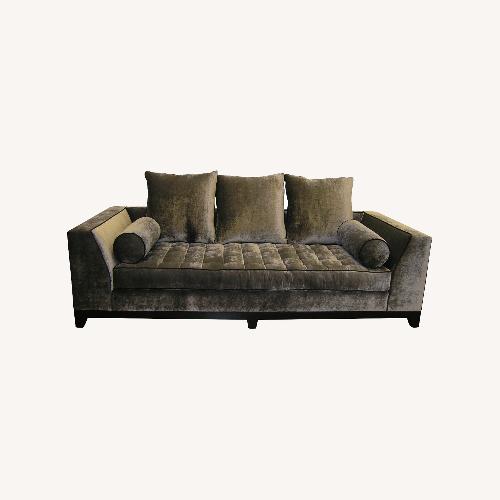 Used Luxury Grey Velvet Sofa Custom Artistic Frame for sale on AptDeco