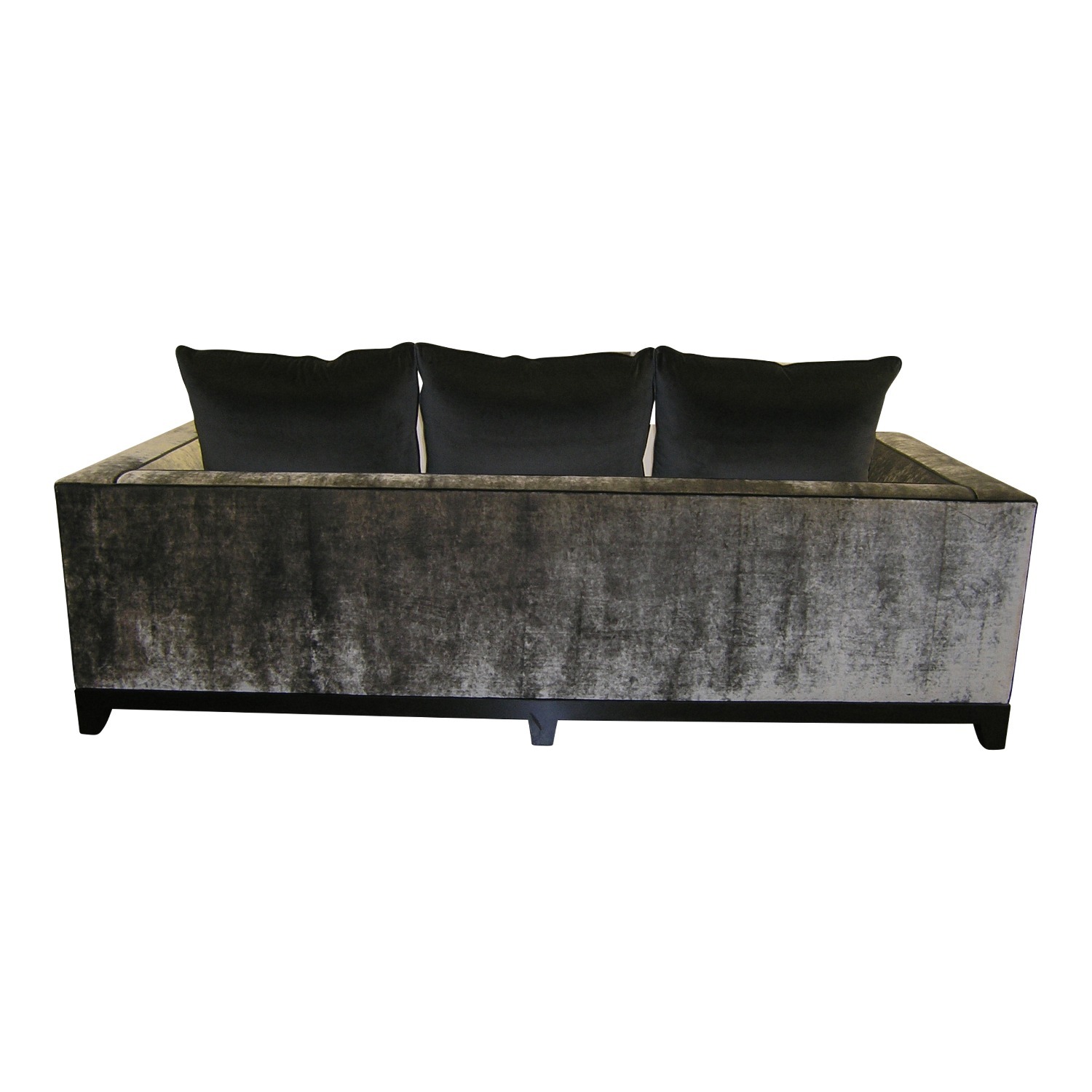 Luxury Grey Velvet Sofa Custom Artistic Frame - image-3