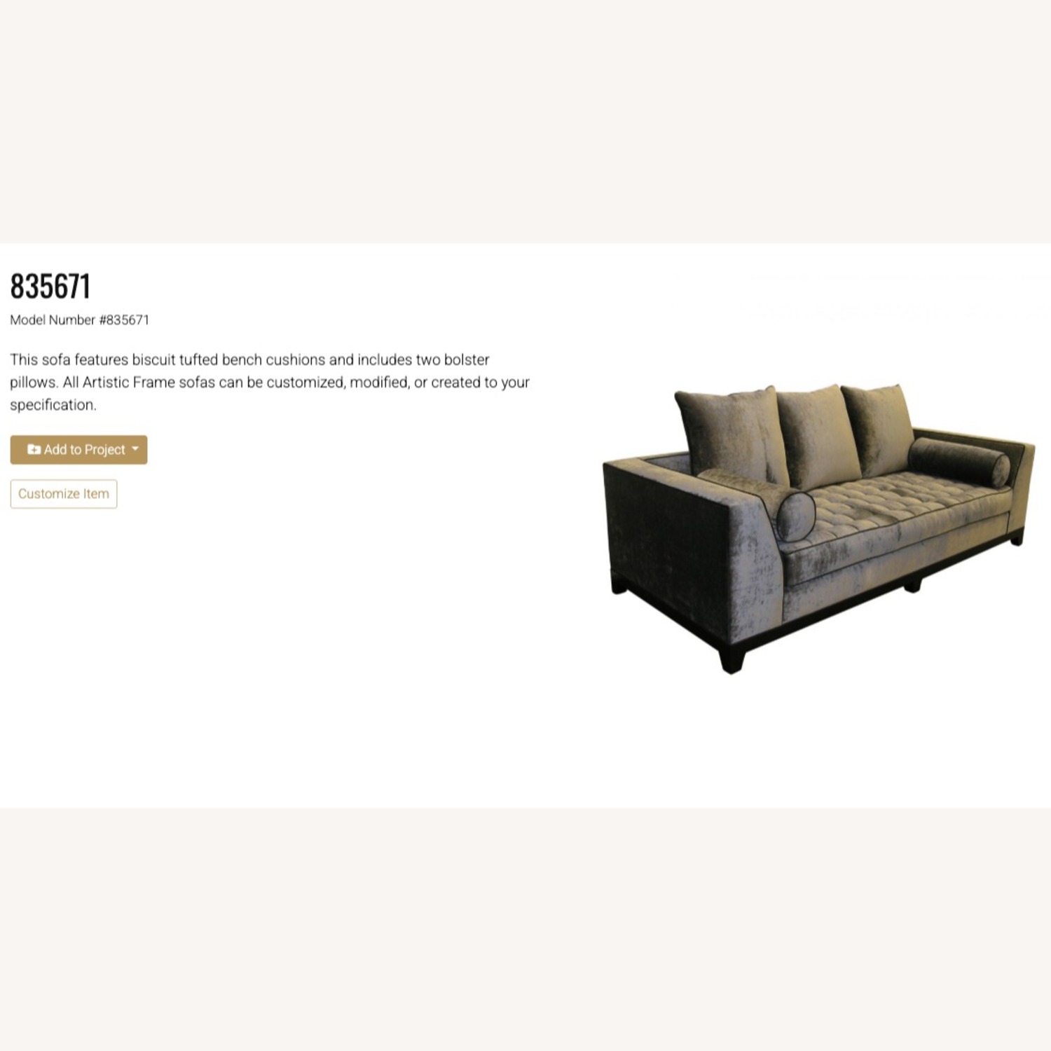 Luxury Grey Velvet Sofa Custom Artistic Frame - image-6