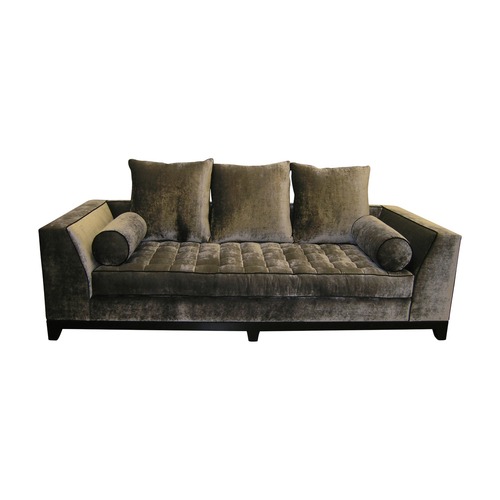 Used Luxury Grey Velvet Sofa Custom Artistic Frame for sale on AptDeco