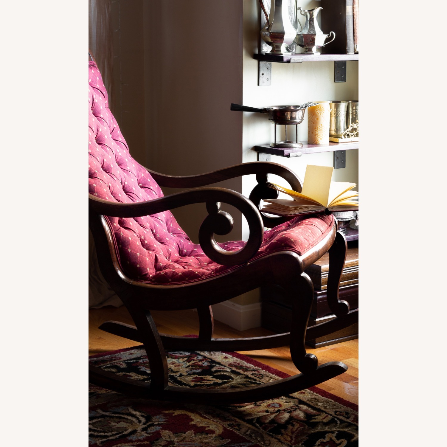 Victorian Mahogany and Tufted Rocking Chair - image-2