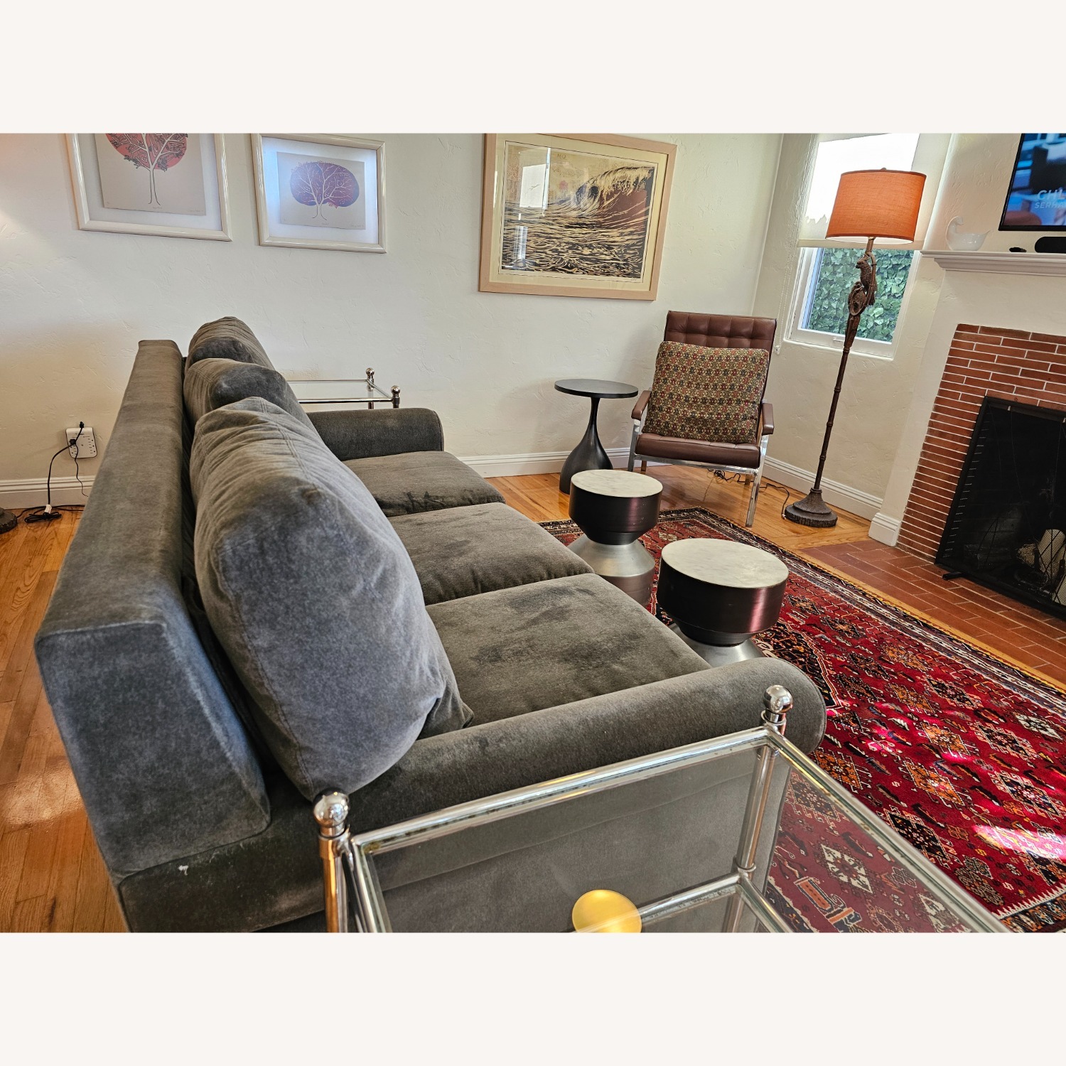 American Leather Gaines Dark Gray Velvet Sleeper Sofa - image-4