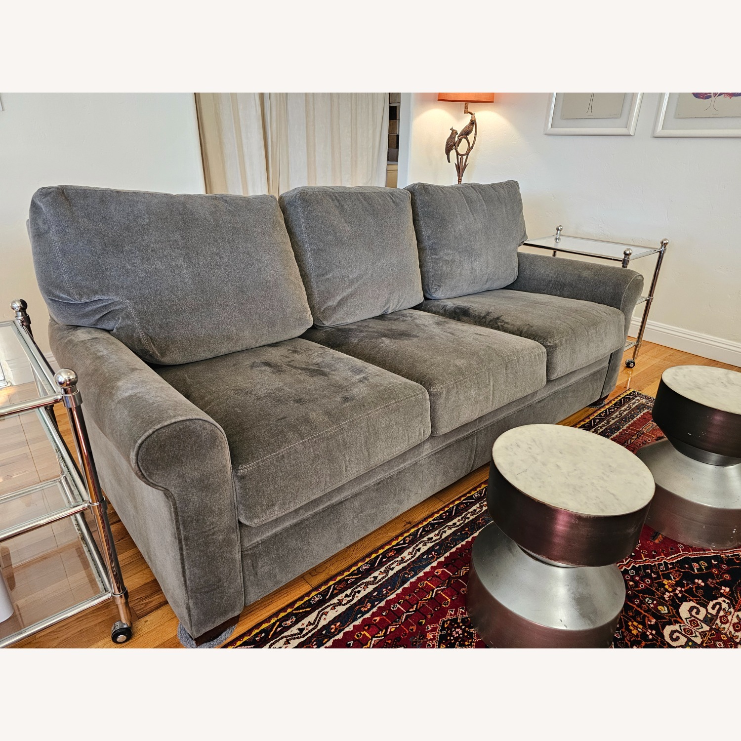 American Leather Gaines Dark Gray Velvet Sleeper Sofa - image-1