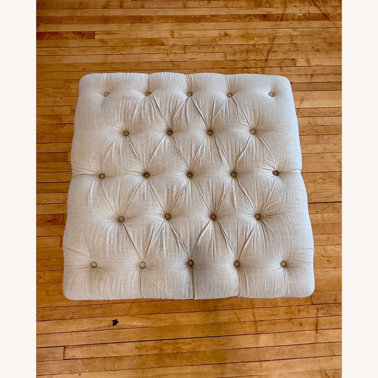 Linen Sandstone Tufted Ottoman - image-4