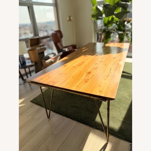 Used CB2 Trestle 88" Wood and Metal Dining Table for sale on AptDeco