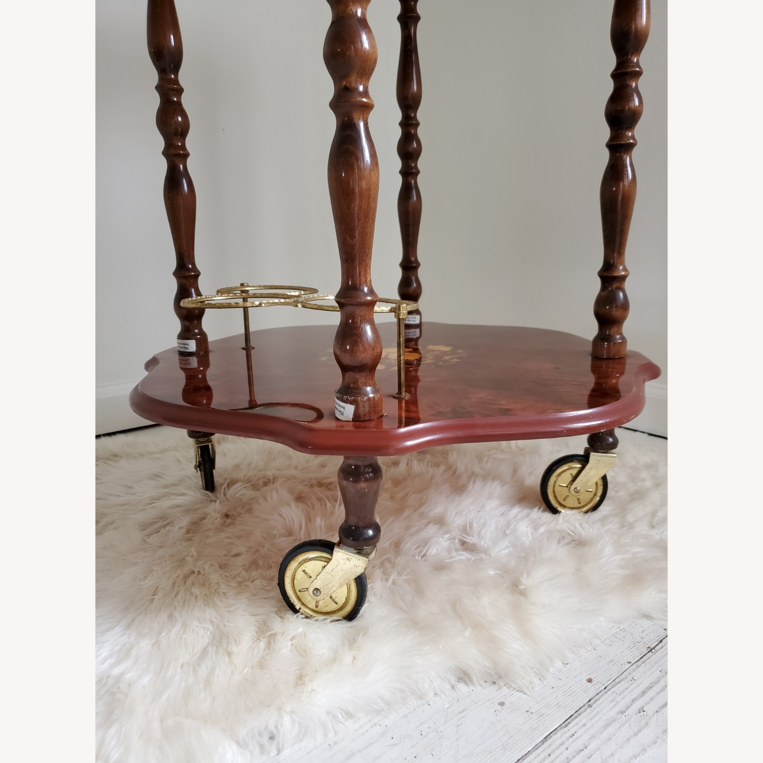 Vintage Italian Rosewood Marquetry Bar Tea Cart - image-6