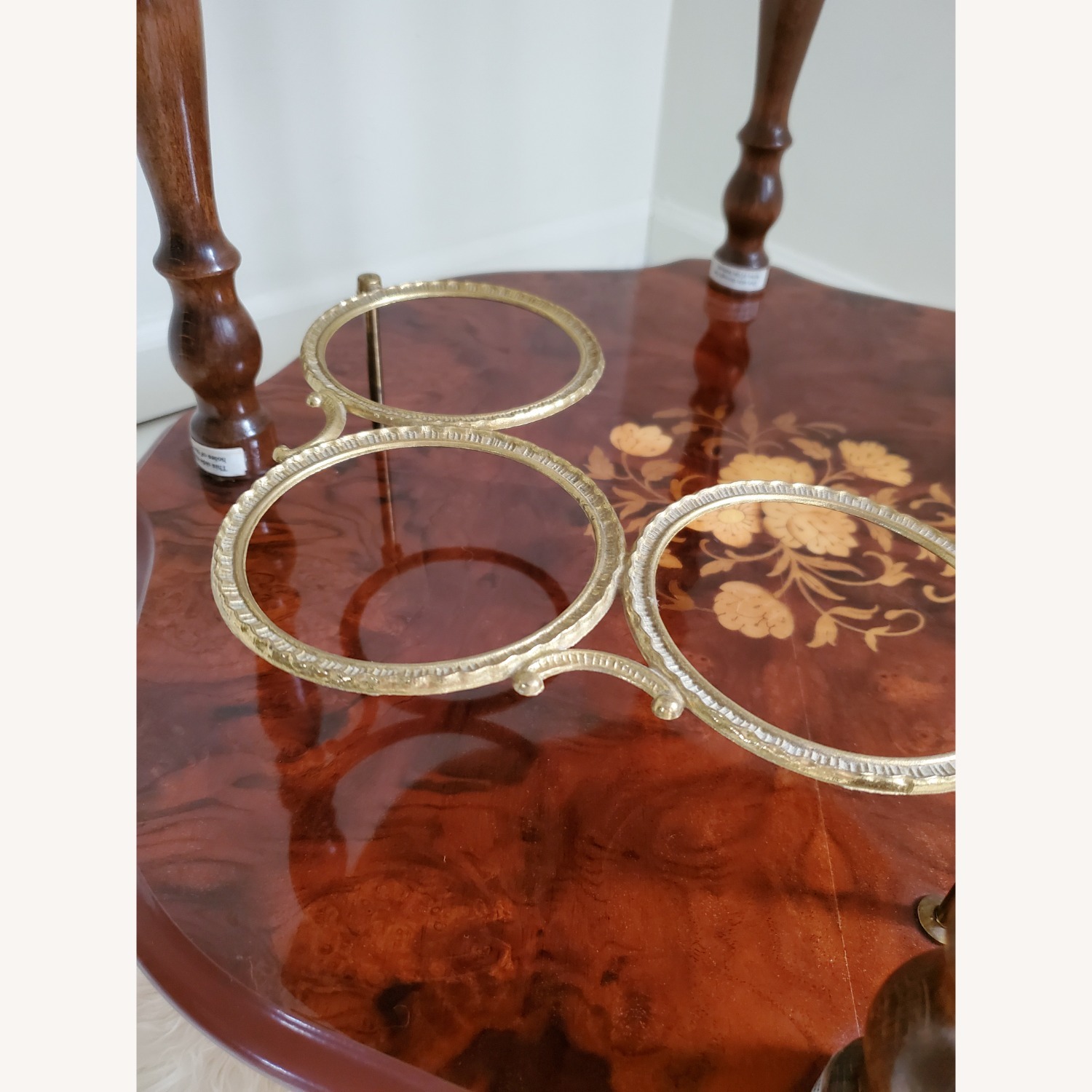 Vintage Italian Rosewood Marquetry Bar Tea Cart - image-4