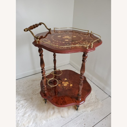 Used Vintage Italian Rosewood Marquetry Bar Tea Cart for sale on AptDeco