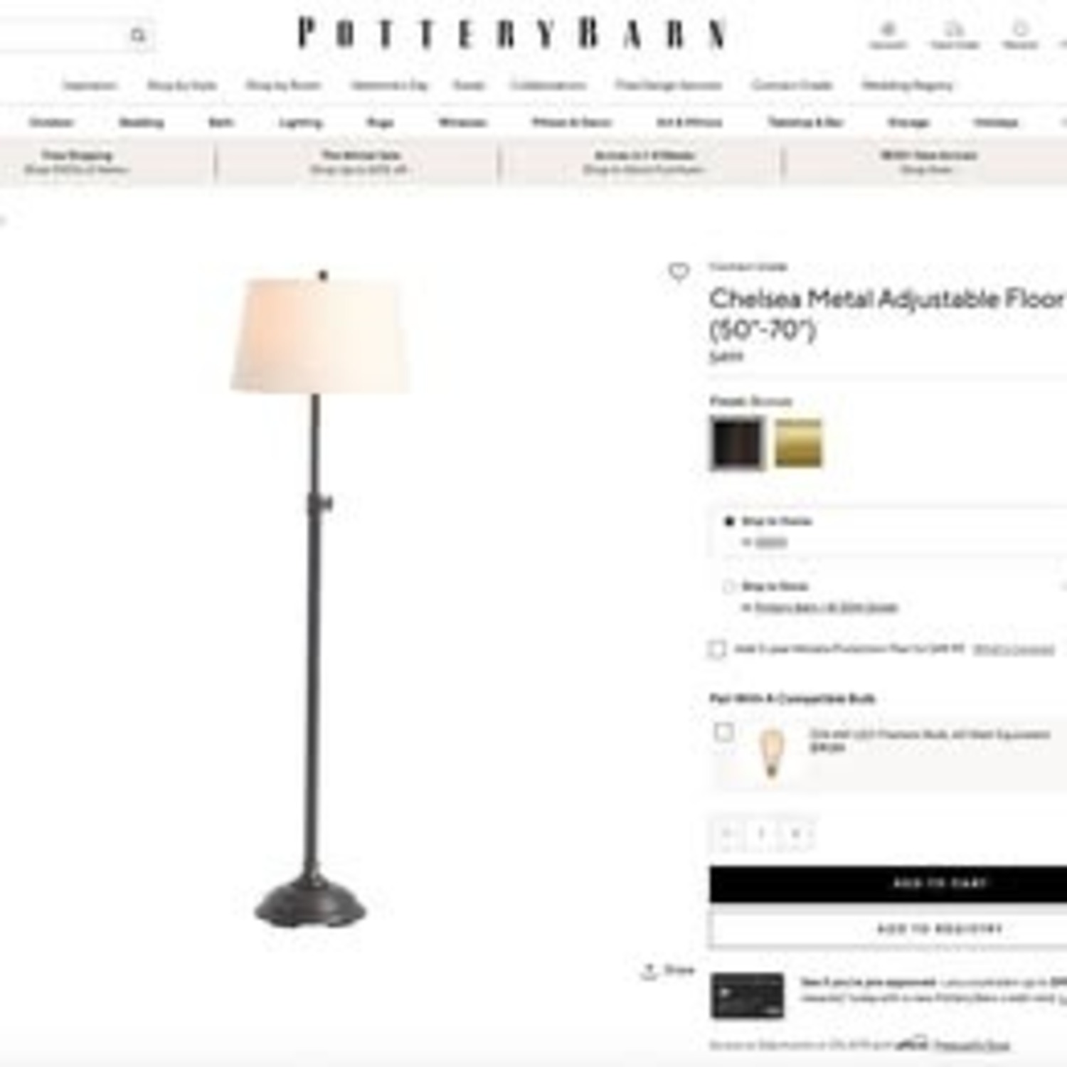 Pottery Barn Chelsea Metal Floor Lamp - image-6