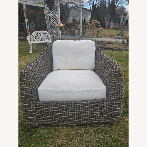 Used Seacliff Dark Gray Rattan Accent Chair for sale on AptDeco