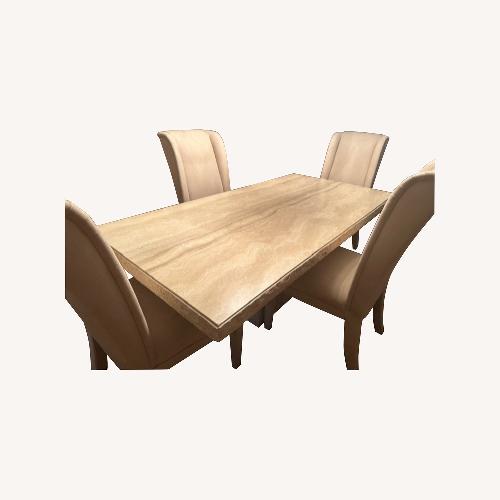 Used Natural Travertine Marble Dining Set for sale on AptDeco