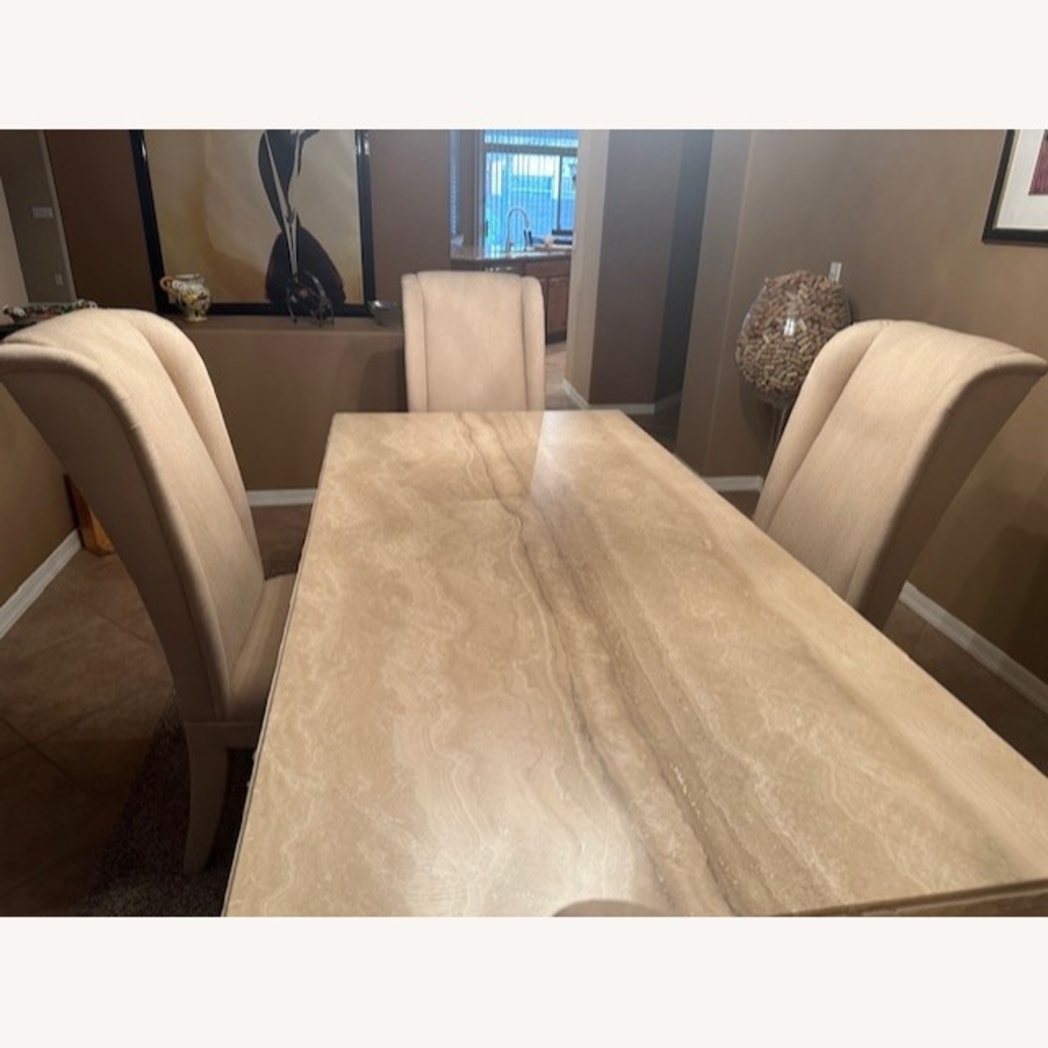 Natural Travertine Marble Dining Set - image-1