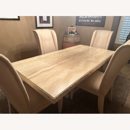 Used Natural Travertine Marble Dining Set for sale on AptDeco