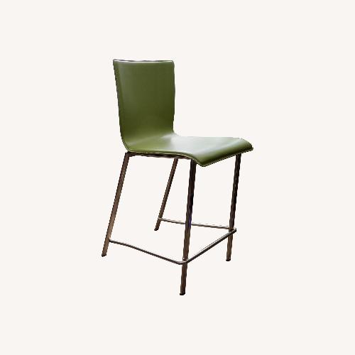 Used CB2 Diego Green Faux Leather Stools for sale on AptDeco
