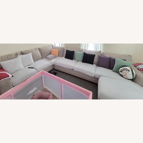 Used Bob's Discount Furniture Cottage Chic Beige 150" 4 Piece Sofa for sale on AptDeco