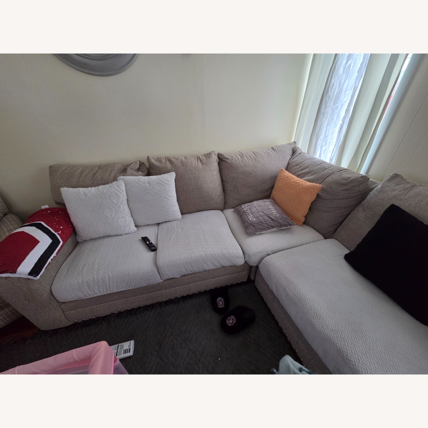 Bob's Discount Furniture Cottage Chic Beige 150" 4 Piece Sofa - image-4