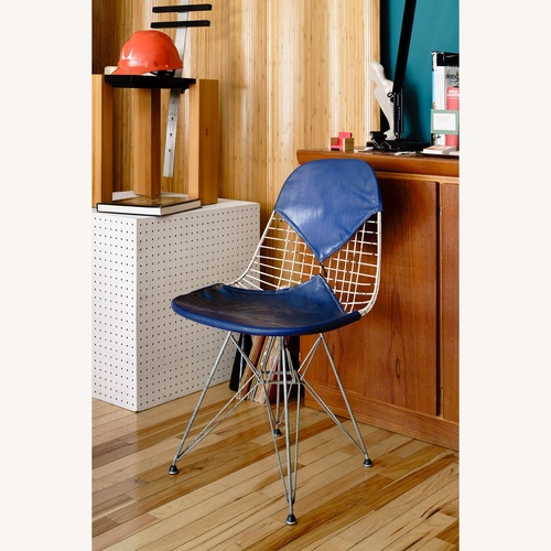 Used Herman Miller Eames Blue Metal Dining Chairs for sale on AptDeco