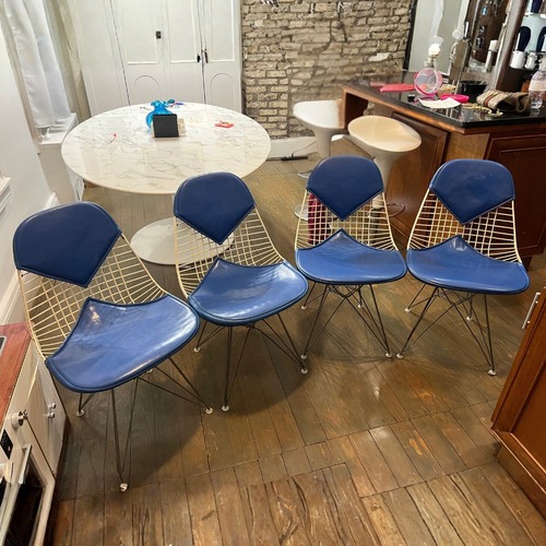Used Herman Miller Eames Blue Metal Dining Chairs for sale on AptDeco