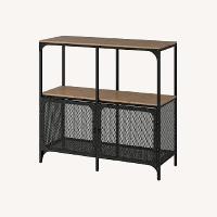 IKEA FJÄLLBO Black Metal Sideboard with Glass Tiles