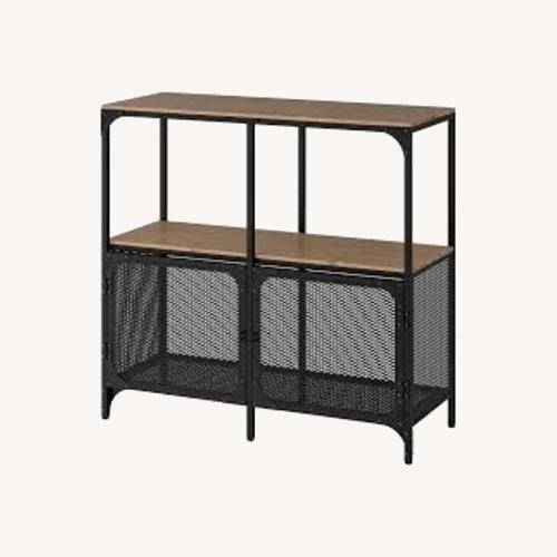 Used IKEA FJÄLLBO Black Metal Sideboard with Glass Tiles for sale on AptDeco
