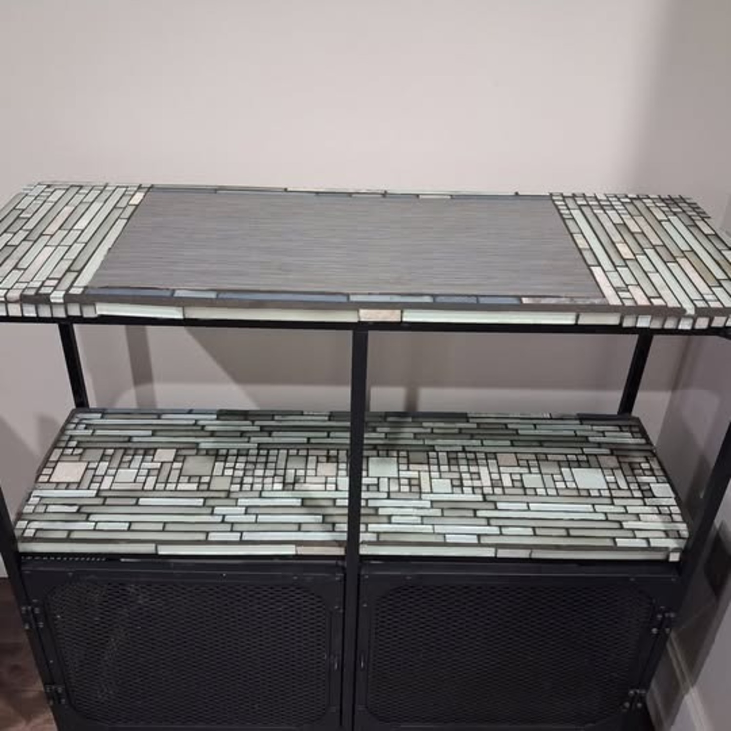 IKEA FJÄLLBO Black Metal Sideboard with Glass Tiles - image-2