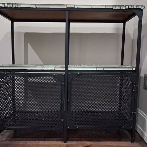 Used IKEA FJÄLLBO Black Metal Sideboard with Glass Tiles for sale on AptDeco