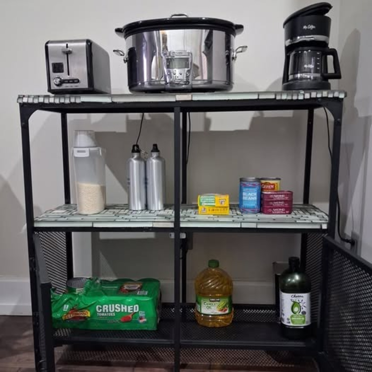 IKEA FJÄLLBO Black Metal Sideboard with Glass Tiles - image-4