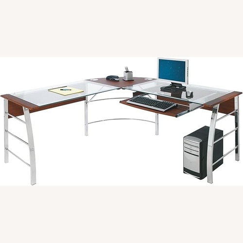 Used Office Depot Desk with Glass Tabletop for sale on AptDeco