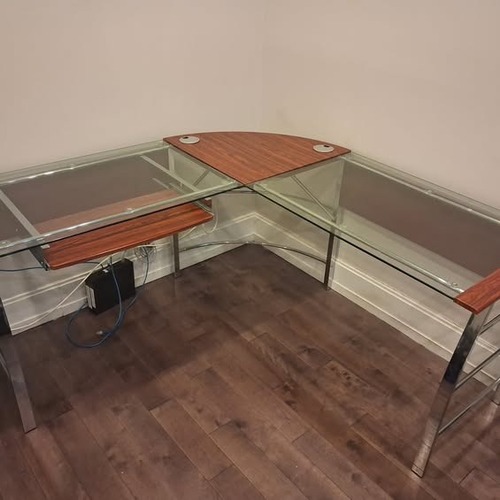 Used Office Depot Desk with Glass Tabletop for sale on AptDeco
