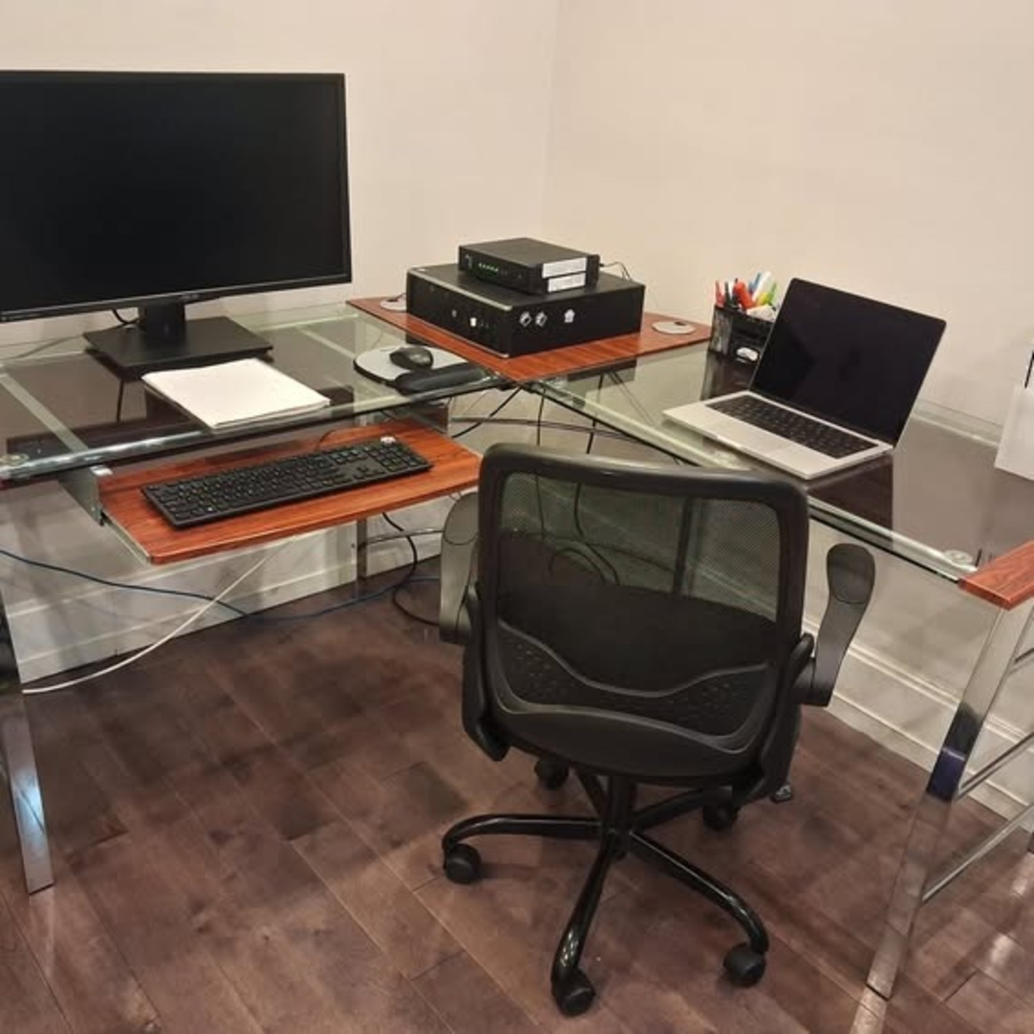 Office Depot Desk with Glass Tabletop - image-2