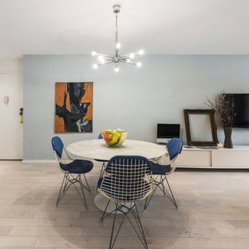 Used White On White Round Marble Dining Table for sale on AptDeco